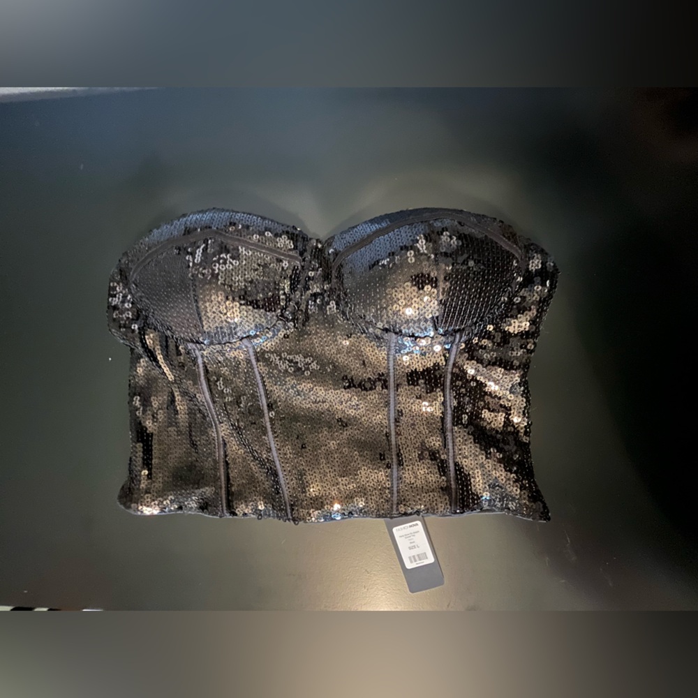 NWT Fashion Nova Black Sequin Shapewear Bustier